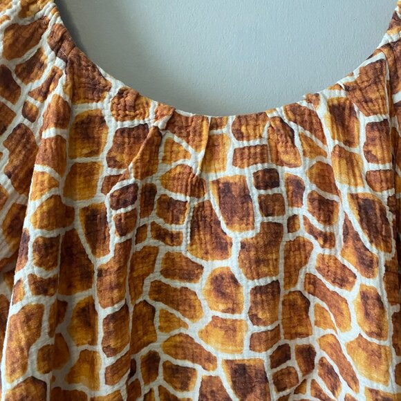 Handmade Plus Size Double Guaze Cotton Giraffe Print Inseam Pockets Dress - Picture 9 of 16